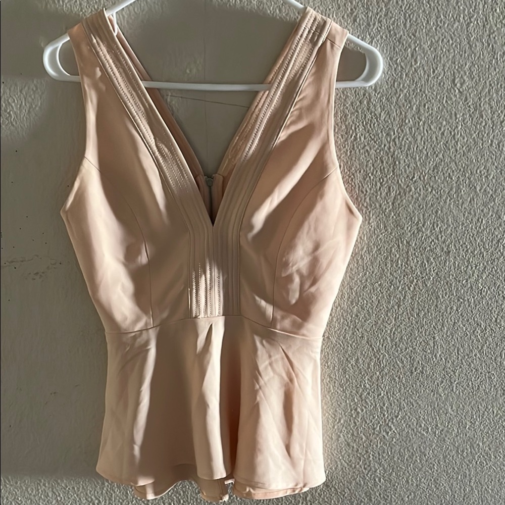 Chelsea28 Orange Tan Sleeveless Peplum Bodysuit